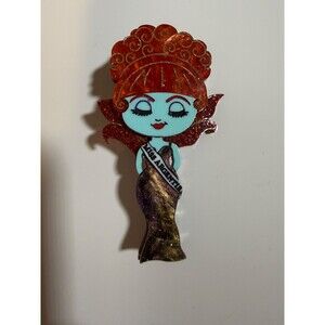 Miss Argentina - Daisy Jean Floral BEETLEJUICE Parody Acrylic Pin NO BOX/TAG